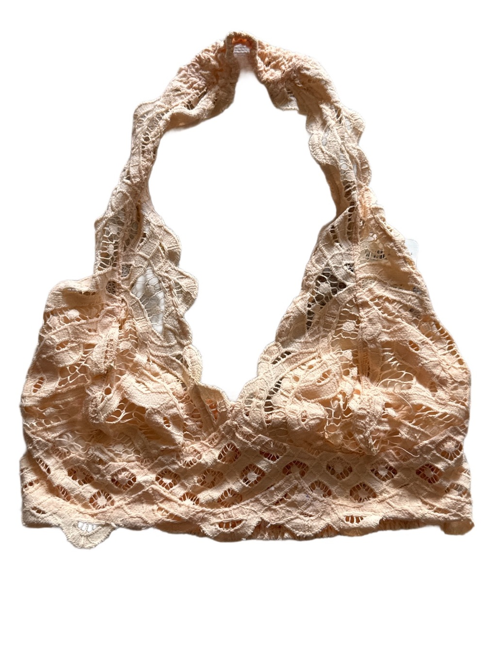 Free People Peach Lace Halter Bralette Small NWT